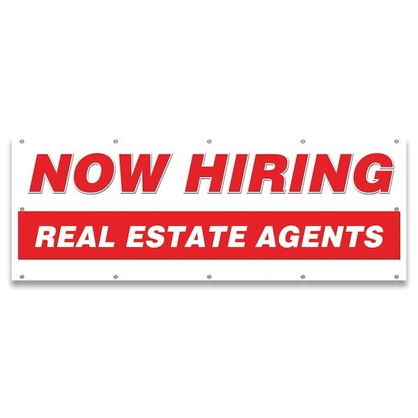Signmission Now Hiring Real Estate Agents Banner Apply Inside Accepting Application Single Sided B-120-30294 - main